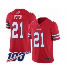 Men's Buffalo Bills #21 Jordan Poyer Limited Red Rush Vapor Untouchable 100th Season Football Jersey
