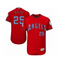Men's Los Angeles Angels of Anaheim #25 Jared Walsh Authentic Red 2016 Father's Day Fashion Flex Base Baseball Player Jersey