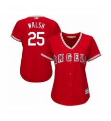 Women's Los Angeles Angels of Anaheim #25 Jared Walsh Authentic Red Alternate Cool Base Baseball Player Jersey