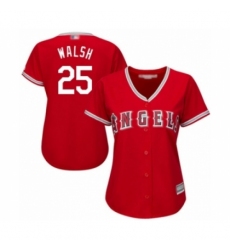 Women's Los Angeles Angels of Anaheim #25 Jared Walsh Authentic Red Alternate Cool Base Baseball Player Jersey