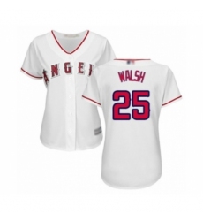 Women's Los Angeles Angels of Anaheim #25 Jared Walsh Authentic White Home Cool Base Baseball Player Jersey