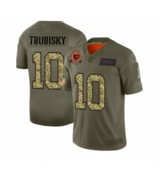 Men's Chicago Bears #10 Mitchell Trubisky 2019 Olive Camo Salute to Service Limited Jersey