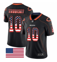 Men's Nike Chicago Bears #10 Mitchell Trubisky Limited Black Rush USA Flag NFL Jersey