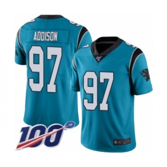 Men's Carolina Panthers #97 Mario Addison Blue Alternate Vapor Untouchable Limited Player 100th Season Football Jersey Men's Carolina Panthers #97 Mario Addison Blue Alternate Vapor Untouchable Limited Player 100th Season Football Jersey