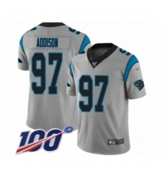 Men's Carolina Panthers #97 Mario Addison Silver Inverted Legend Limited 100th Season Football Jersey