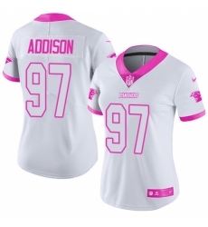 Women's Nike Carolina Panthers #97 Mario Addison Limited White/Pink Rush Fashion NFL Jersey