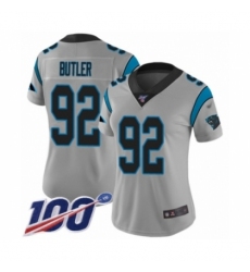 Women's Carolina Panthers #92 Vernon Butler Silver Inverted Legend Limited 100th Season Football Jersey