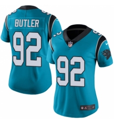 Women's Nike Carolina Panthers #92 Vernon Butler Limited Blue Rush Vapor Untouchable NFL Jersey