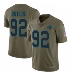 Youth Nike Carolina Panthers #92 Vernon Butler Limited Olive 2017 Salute to Service NFL Jersey