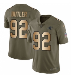 Youth Nike Carolina Panthers #92 Vernon Butler Limited Olive/Gold 2017 Salute to Service NFL Jersey