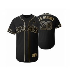 Men's 2019 Golden Edition Boston Red Sox Black #28 J.D. Martinez Flex Base Jersey