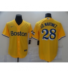 Men's Boston Red Sox #28 J.D. Martinez Nike Gold-Light Blue 2021 City Connect Replica Jersey