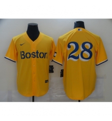Men's Boston Red Sox #28 J.D. Martinez Nike Gold-Light Blue 2021 City Connect Replica Player Jersey