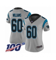 Women's Carolina Panthers #60 Daryl Williams Silver Inverted Legend Limited 100th Season Football Jersey