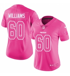 Women's Nike Carolina Panthers #60 Daryl Williams Limited Pink Rush Fashion NFL Jersey