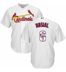 Men's Majestic St. Louis Cardinals #6 Stan Musial Authentic White Team Logo Fashion Cool Base MLB Jersey