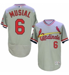 Men's Majestic St. Louis Cardinals #6 Stan Musial Grey Flexbase Authentic Collection Cooperstown MLB Jersey