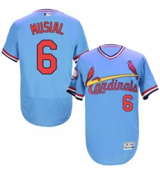 Men's Majestic St. Louis Cardinals #6 Stan Musial Light Blue Flexbase Authentic Collection Cooperstown MLB Jersey