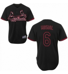 Men's Majestic St. Louis Cardinals #6 Stan Musial Replica Black Fashion MLB Jersey
