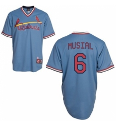 Men's Majestic St. Louis Cardinals #6 Stan Musial Replica Blue Cooperstown Throwback MLB Jersey