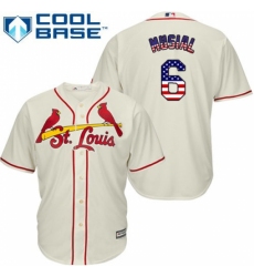 Men's Majestic St. Louis Cardinals #6 Stan Musial Replica Cream USA Flag Fashion MLB Jersey