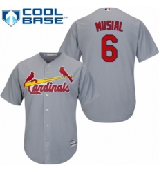 Men's Majestic St. Louis Cardinals #6 Stan Musial Replica Grey Road Cool Base MLB Jersey