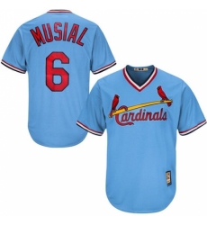 Men's Majestic St. Louis Cardinals #6 Stan Musial Replica Light Blue Cooperstown MLB Jersey