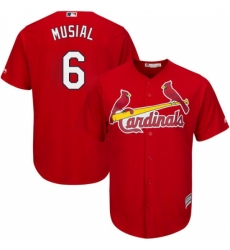Men's Majestic St. Louis Cardinals #6 Stan Musial Replica Red Cool Base MLB Jersey