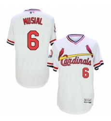 Men's Majestic St. Louis Cardinals #6 Stan Musial White Flexbase Authentic Collection Cooperstown MLB Jersey
