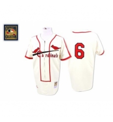 Men's Mitchell and Ness St. Louis Cardinals #6 Stan Musial Authentic Cream Throwback MLB Jersey
