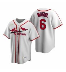 Men's Nike St. Louis Cardinals #6 Stan Musial White Cooperstown Collection Home Stitched Baseball Jersey