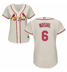 Women's Majestic St. Louis Cardinals #6 Stan Musial Authentic Cream Alternate Cool Base MLB Jersey
