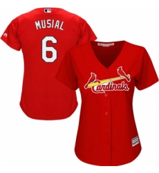 Women's Majestic St. Louis Cardinals #6 Stan Musial Authentic Red Alternate Cool Base MLB Jersey