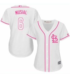Women's Majestic St. Louis Cardinals #6 Stan Musial Replica White Fashion Cool Base MLB Jersey