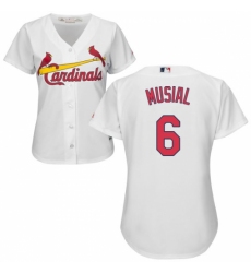 Women's Majestic St. Louis Cardinals #6 Stan Musial Replica White Home Cool Base MLB Jersey