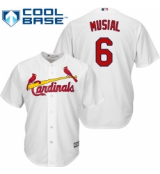 Youth Majestic St. Louis Cardinals #6 Stan Musial Replica White Home Cool Base MLB Jersey