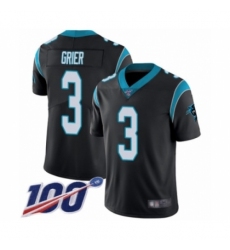 Men's Carolina Panthers #3 Will Grier Black Team Color Vapor Untouchable Limited Player 100th Season Football Jersey