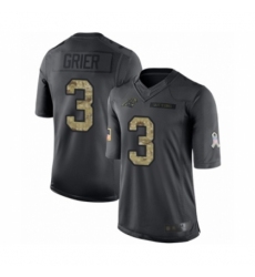 Men's Carolina Panthers #3 Will Grier Limited Black 2016 Salute to Service Football Jersey