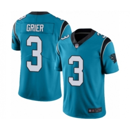 Men's Carolina Panthers #3 Will Grier Limited Blue Rush Vapor Untouchable Football Jersey Men's Carolina Panthers #3 Will Grier Limited Blue Rush Vapor Untouchable Football Jersey