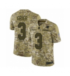 Men's Carolina Panthers #3 Will Grier Limited Camo 2018 Salute to Service Football Jersey