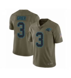 Men's Carolina Panthers #3 Will Grier Limited Olive 2017 Salute to Service Football Jersey