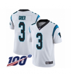 Men's Carolina Panthers #3 Will Grier White Vapor Untouchable Limited Player 100th Season Football Jersey