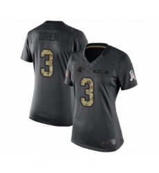 Women's Carolina Panthers #3 Will Grier Limited Black 2016 Salute to Service Football Jersey