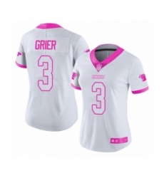 Women's Carolina Panthers #3 Will Grier Limited White Pink Rush Fashion Football Jersey