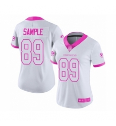 Women's Cincinnati Bengals #89 Drew Sample Limited White Pink Rush Fashion Football Jersey