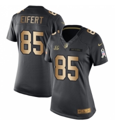 Women's Nike Cincinnati Bengals #85 Tyler Eifert Limited Black/Gold Salute to Service NFL Jersey