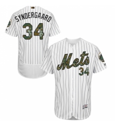 Men's Majestic New York Mets #34 Noah Syndergaard Authentic White 2016 Memorial Day Fashion Flex Base MLB Jersey