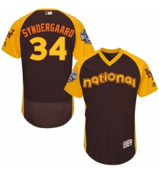 Men's Majestic New York Mets #34 Noah Syndergaard Brown 2016 All-Star National League BP Authentic Collection Flex Base MLB Jersey