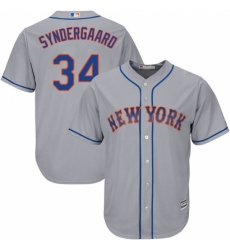 Men's Majestic New York Mets #34 Noah Syndergaard Replica Grey Road Cool Base MLB Jersey