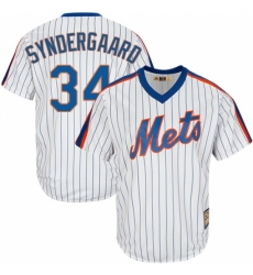 Men's Majestic New York Mets #34 Noah Syndergaard Replica White Cooperstown MLB Jersey